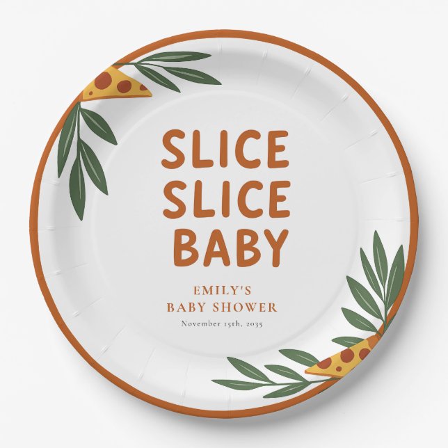 Slice Slice Baby Pizza Baby Dusche Pappteller (Vorderseite)