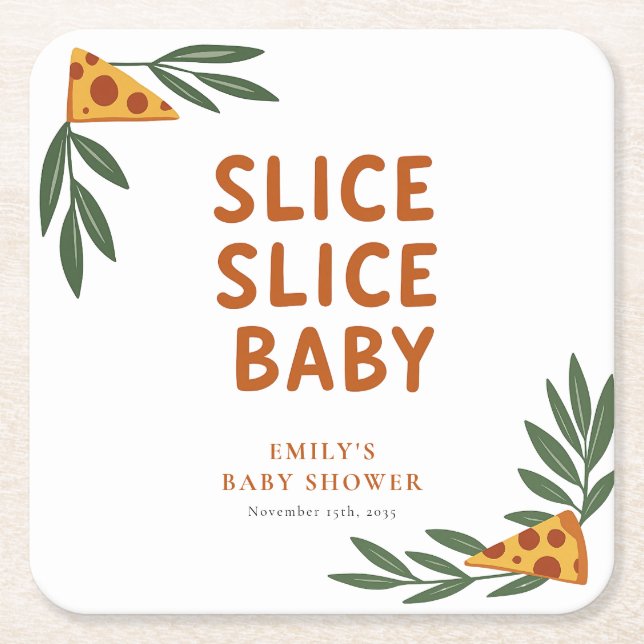 Slice Slice Baby Pizza Baby Dusche Rechteckiger Pappuntersetzer (Vorderseite)