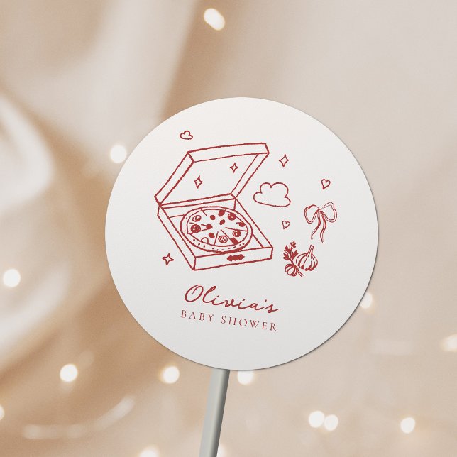 Slice Slice Baby Pizza Baby Dusche Runder Aufkleber (Von Creator hochgeladen)