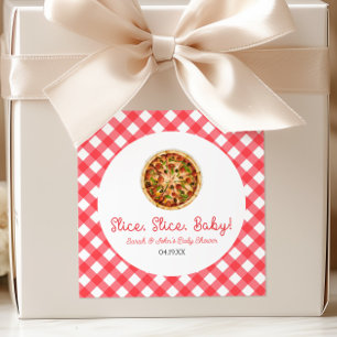 Slice, Slice, Baby! Pizza-Baby-Party Quadratischer Aufkleber