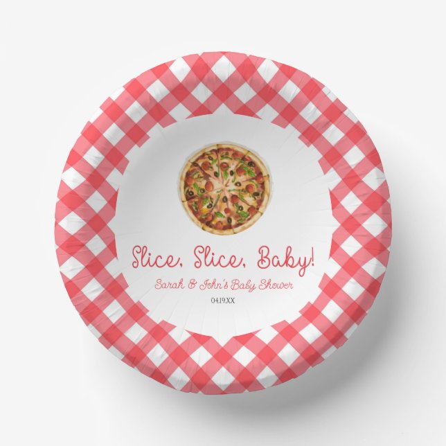 Slice, Slice, Baby! Pizza Baby Shower Pappteller (Vorderseite)