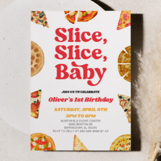 Slice, Slice, Baby! Pizza Birthday Party Einladung