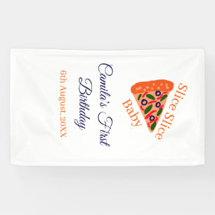 Slice Slice Baby Pizza braun 1. Geburtstag Banner
