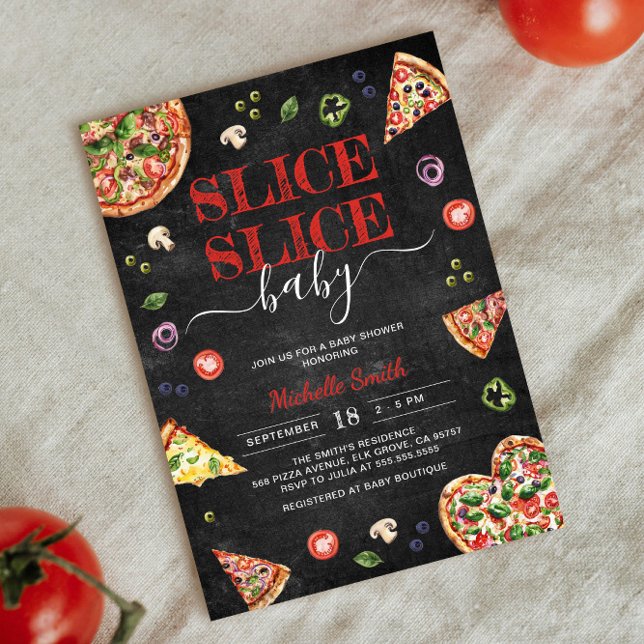 Slice Slice Baby | Pizza Chalkboard Babydusche Einladung (Von Creator hochgeladen)