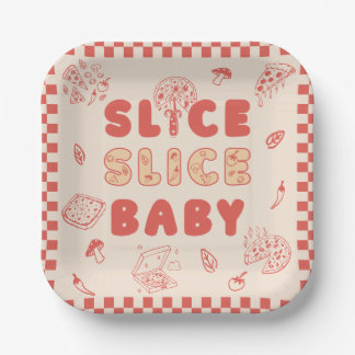 Slice Slice Baby Pizza Handgezeichnete Babyparty Pappteller