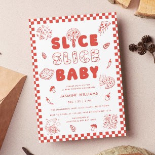 Slice Slice Baby Pizza Handgezogene Babydusche Einladung
