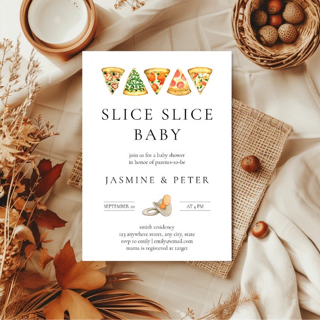 Slice Slice Baby Pizza Kinderdusche Einladung (Slice slice baby Pizza Baby Shower Invitation)