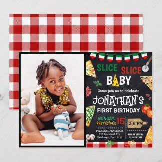 Slice Slice Baby Pizza Party 1. Geburtstag Einladung