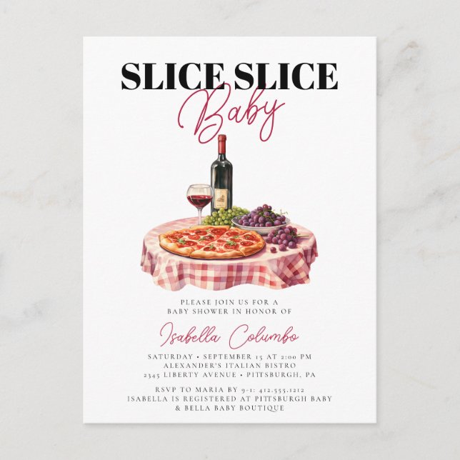 Slice Slice Baby Pizza Party Babydusche Postkarte (Vorderseite)