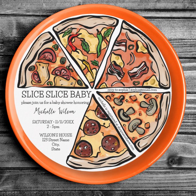 Slice Slice Baby Rustikale Pizza Geschlecht neutra Einladung (Von Creator hochgeladen)