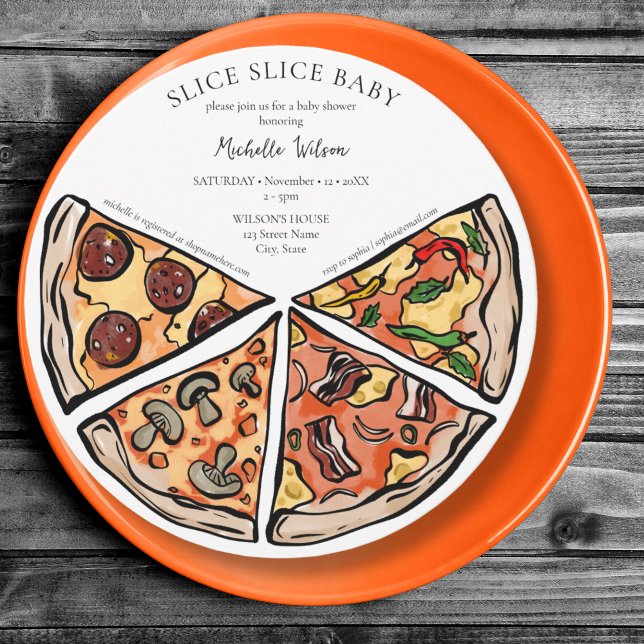 Slice Slice Baby Rustikale Pizza Geschlecht neutra Einladung (Von Creator hochgeladen)