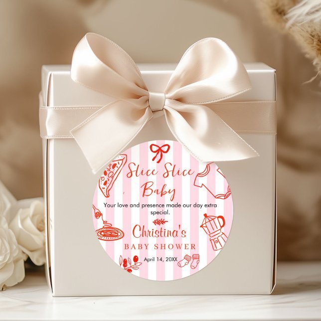 Slice Slice Baby Shower Danke  Runder Aufkleber (Slice Slice Baby Shower Thank you sticker)