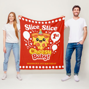 Slice Slice Cheesy Baby Pizza 1. Geburtstag Fleecedecke