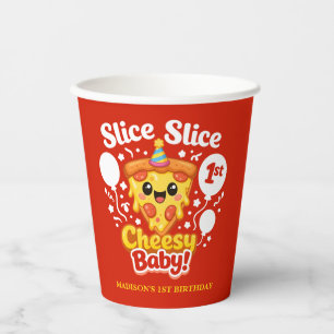 Slice Slice Cheesy Baby Pizza 1. Geburtstag Pappbecher