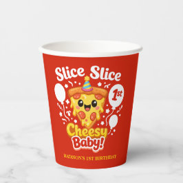 Slice Slice Cheesy Baby Pizza 1st Birthday Pappbecher