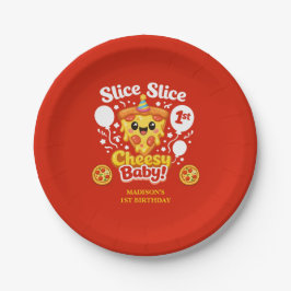 Slice Slice Cheesy Baby Pizza 1st Birthday Pappteller