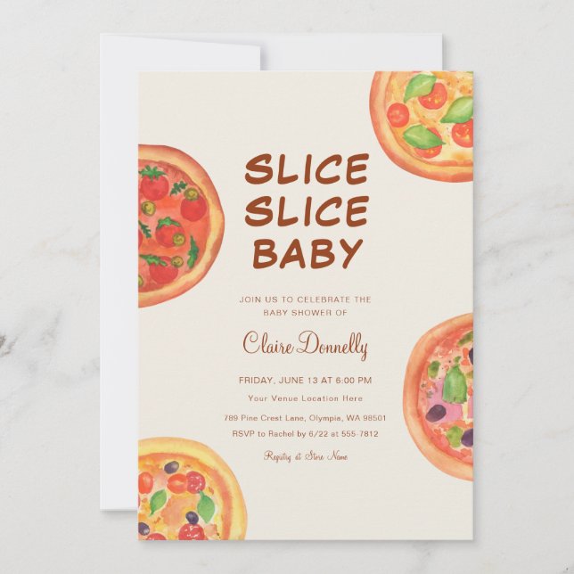 Slice Slice Pizza Italienische Babydusche Einladung (Vorderseite)