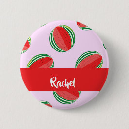 Sliced watermelon pattern on pink button