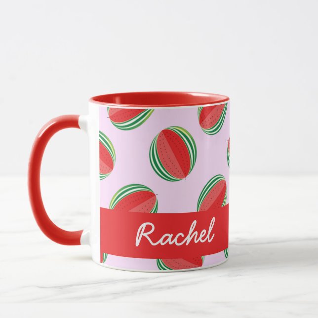 Sliced watermelon pattern on pink tasse (Links)