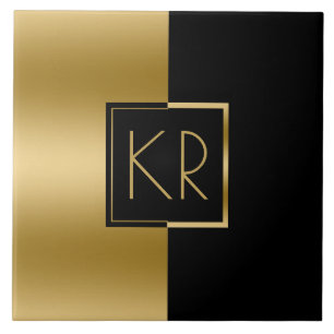 Slick Geometric Gold & Black Modern Design Fliese