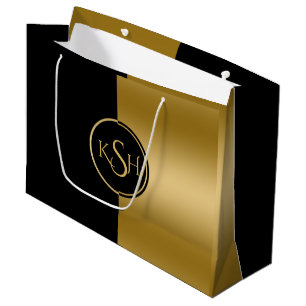 Slick Gold & Black Modern Geometric Design Große Geschenktüte