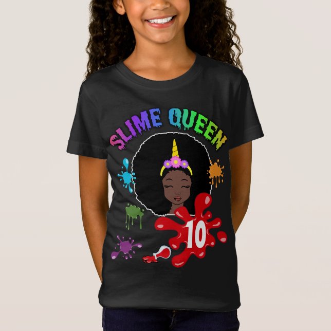Slide Queen Afro American Birthday Girl Custom T-Shirt (Vorderseite)