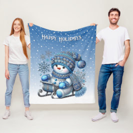 Slide Snowman Weihnachtsfeiertag Fleece Blanket