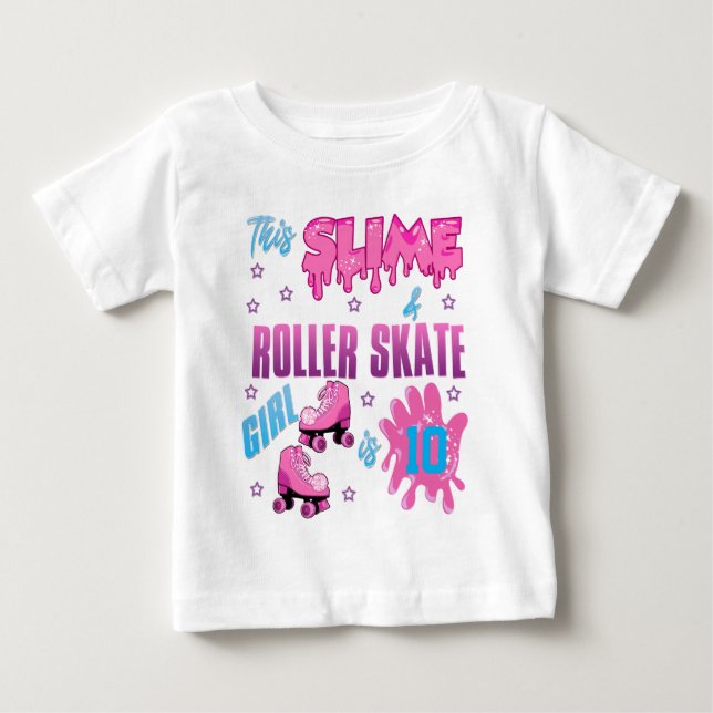 Slider Roller Skate farbenfrohe Geburtstagskleidun Baby T-shirt (Vorderseite)