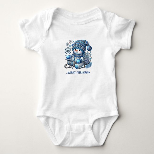 Sliding Snowman Baby Bodysuit Strampler (Vorderseite)
