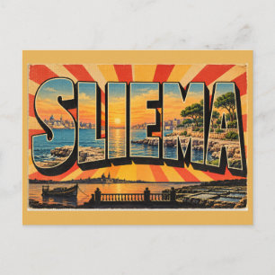Sliema Felsenküste Mittelmeer Vintage Reise  Postkarte