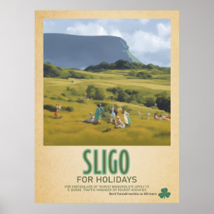 Sligo Irland, Retro-irische Reise-Werbung Poster
