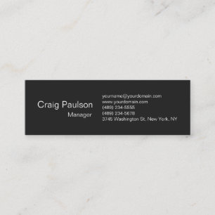 Slim Contemporary Dark Gray Mini Business Card Mini Visitenkarte