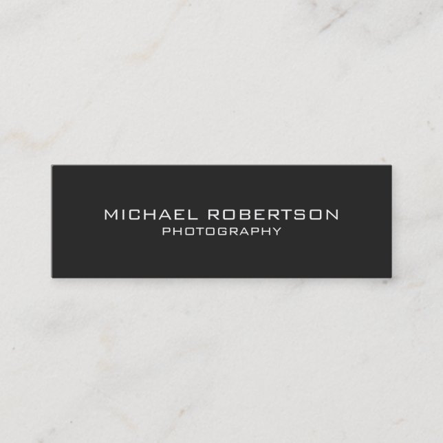 Slim Dark Gray Modern Fotograf Business Card Mini Visitenkarte (Vorderseite)