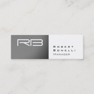 Slim Grau White Monogram Manager Business Card Mini Visitenkarte