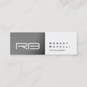 Slim Grau White Monogram Manager Business Card Mini Visitenkarte