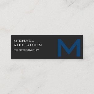 Slim Gray Blue Monogram Fotograf Business Card Mini Visitenkarte