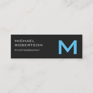 Slim Gray Blue Monogram Fotograf Business Card Mini Visitenkarte