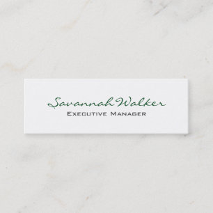 Slim Green White Handwriting Beruflich Trendy Mini Visitenkarte