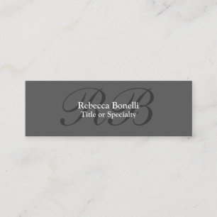 Slim Grey Schwarz-weiß Monogram Business Card Mini Visitenkarte