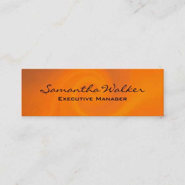 Slim Handwriting Modern trendiger Orange Hintergru Mini Visitenkarte (Vorderseite)