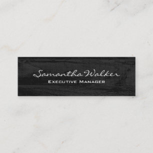 Slim Handwriting Modern Trendy Gray Wood Mini Visitenkarte