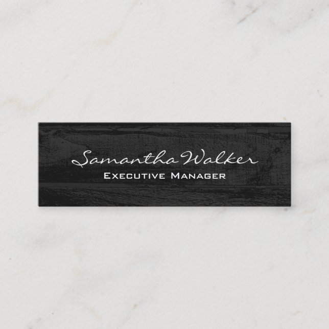 Slim Handwriting Modern Trendy Gray Wood Mini Visitenkarte (Vorderseite)