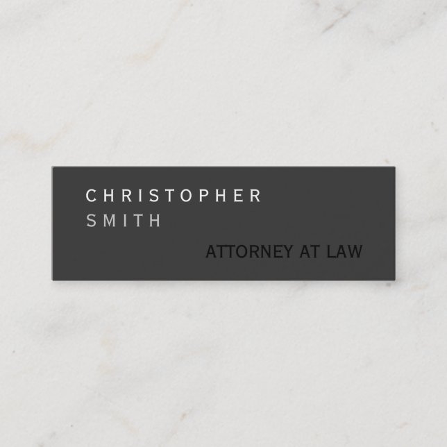 Slim Modern Gray Attorney at Law Business Card Mini Visitenkarte (Vorderseite)