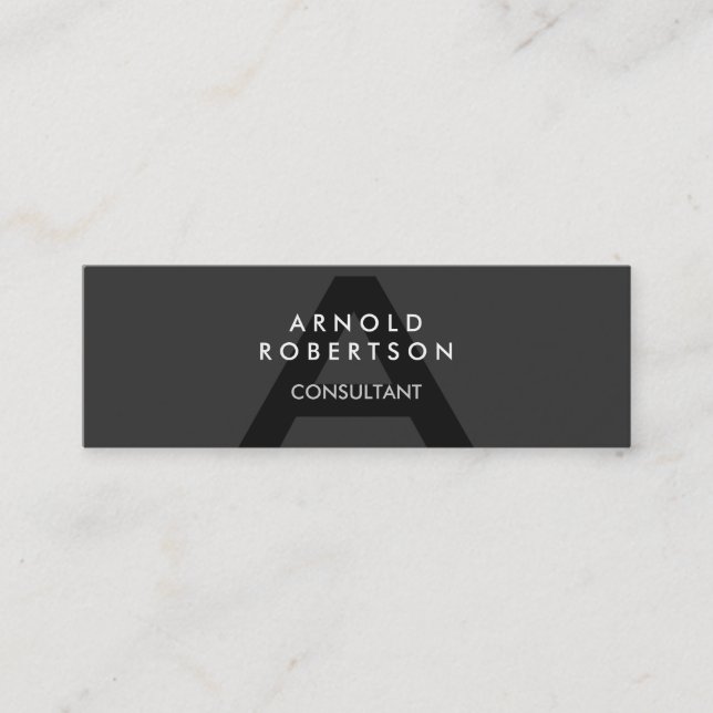 Slim Monogram Gray Trendy Business Card Mini Visitenkarte (Vorderseite)
