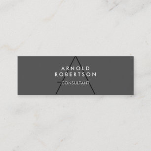 Slim Monogram Schlicht Gray Trendy Business Card Mini Visitenkarte