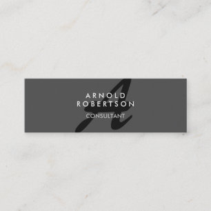 Slim Monogram Schlicht Gray Trendy Business Card Mini Visitenkarte