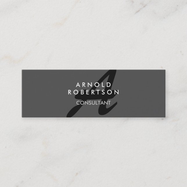 Slim Monogram Schlicht Gray Trendy Business Card Mini Visitenkarte (Vorderseite)