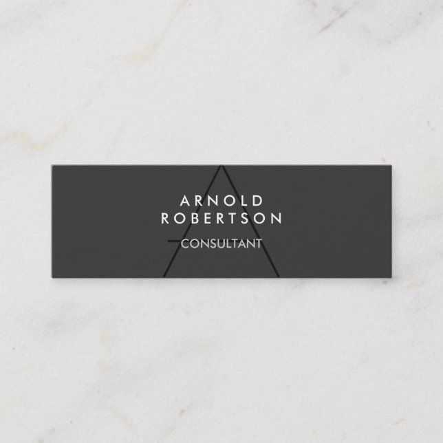 Slim Monogram Schlicht Gray Trendy Business Card Mini Visitenkarte (Vorderseite)