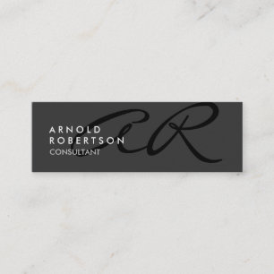 Slim Monogram Schlicht Gray Trendy Business Card Mini Visitenkarte