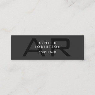 Slim Monogram Schlicht Gray Trendy Business Card Mini Visitenkarte